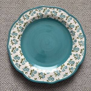 Pioneer Woman  Teal Fall Flowers Blue Stoneware 10.5" Dinner Plate